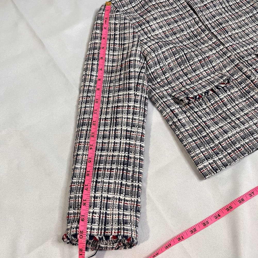 J Crew Womens Size 2 Tweed Jacket Red White Blue Academia Preppy Office Career - Picture 12 of 13